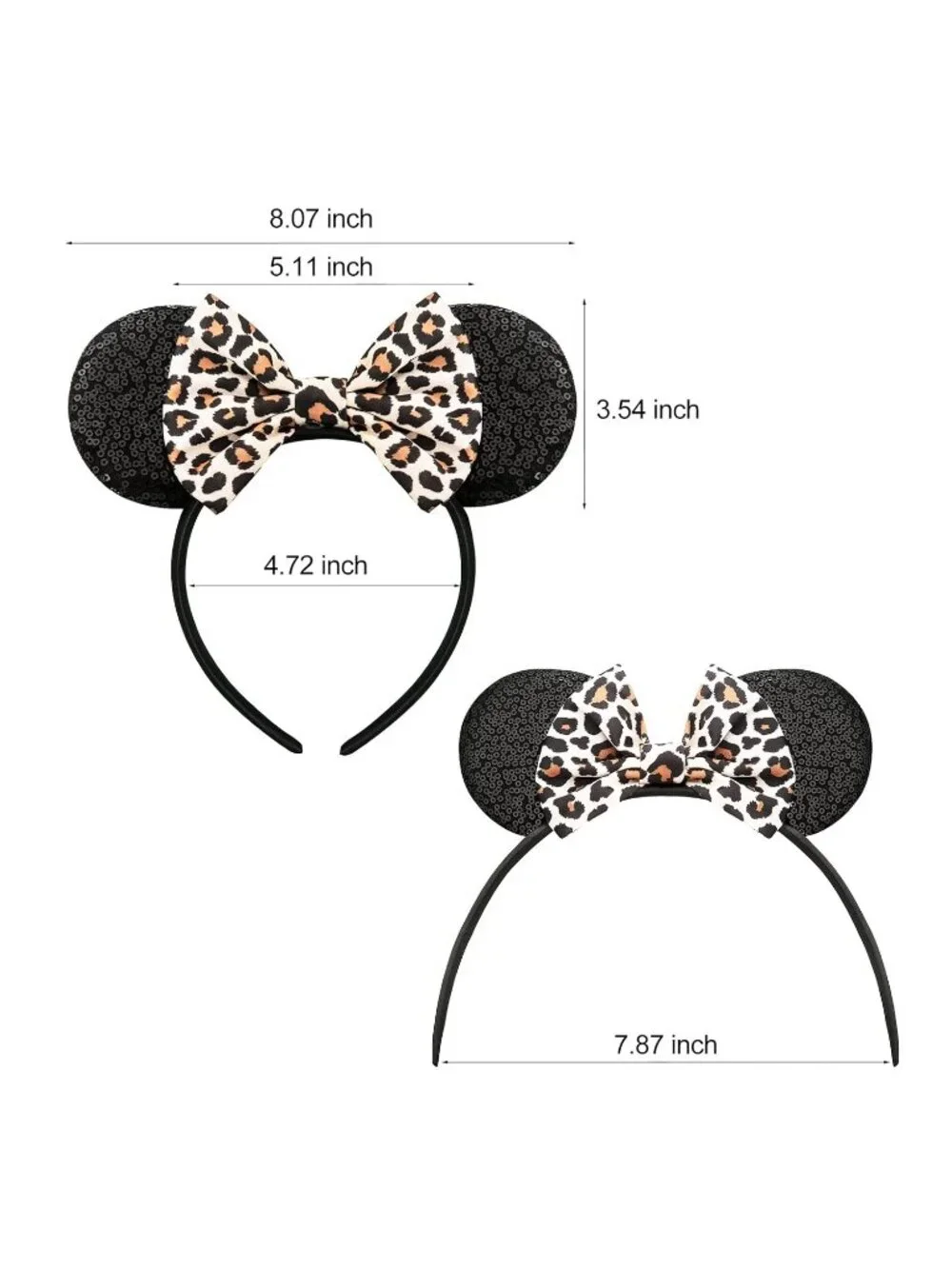 Women Leopard Sequin Halloween Mickey Mouse Headband for Cosplay